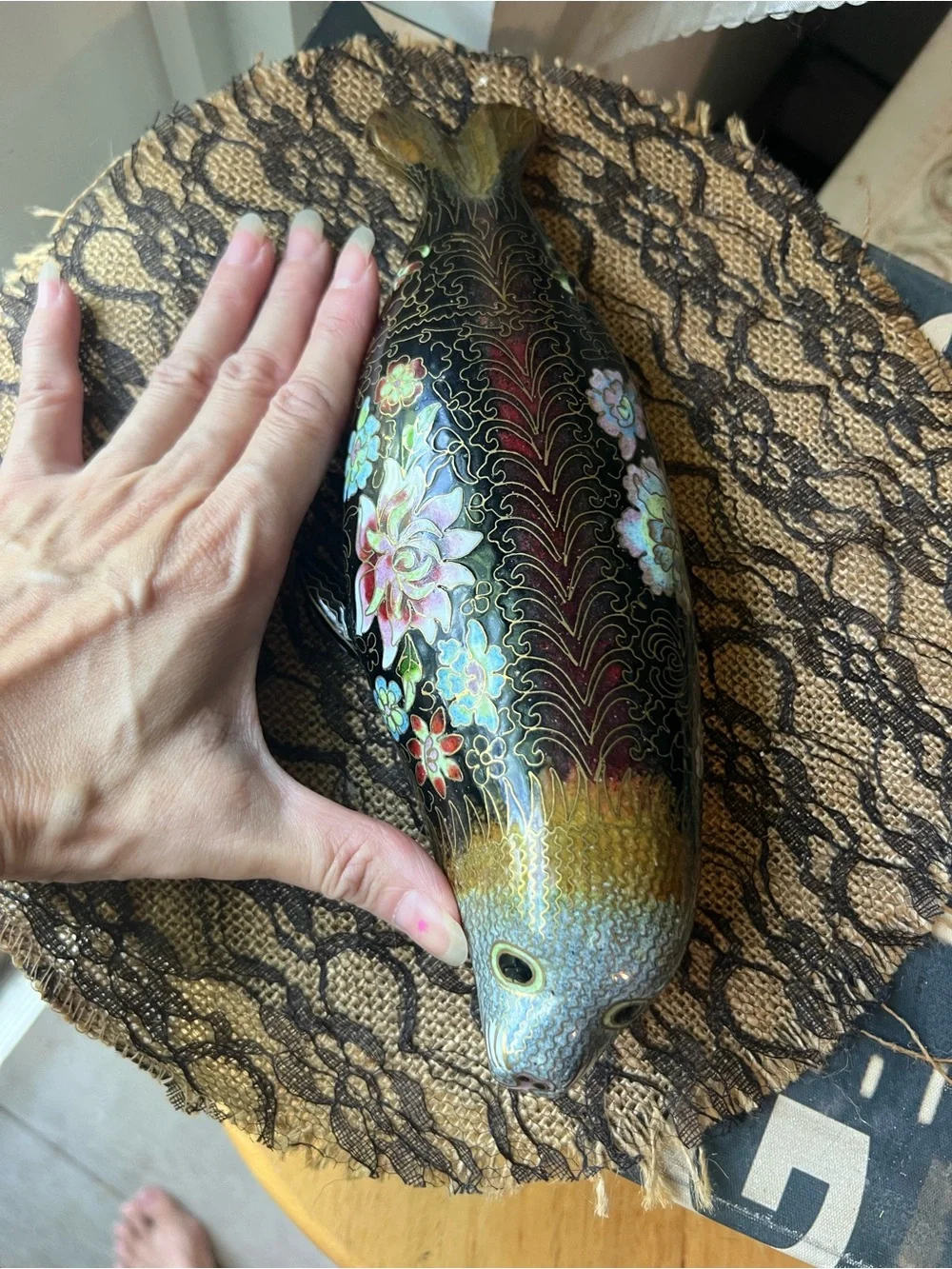 Gorgeous Vintage Cloisonne Seal Fish Figurine Hard to Find